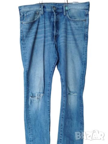 Мъжки дънки със скъсвания H&M, Slim Straight, 100% памук, 34