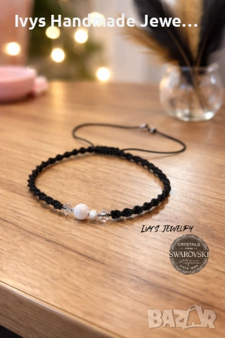 Гривна с елемнти Сваровски и сребро