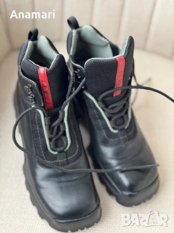 Черни кожени боти Prada