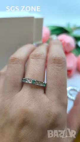 Сребърен Пръстен Eternity с Рубин/Сапфир/Изумруд, снимка 4 - Пръстени - 49889662