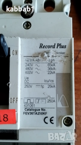 Шалтер прекъсвач General Electric FD63 - трифазен 250A, снимка 7 - Строителни материали - 53783851