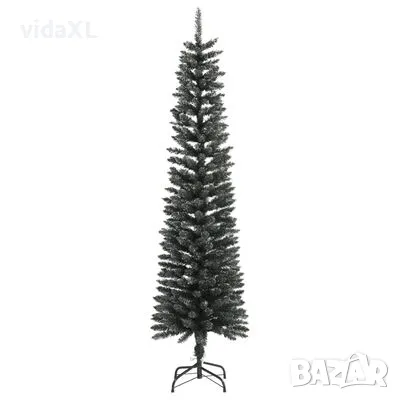 vidaXL Изкуствена тънка коледна елха със стойка, зелена, 180 см, PVC(SKU:345185), снимка 2 - Други - 49232164