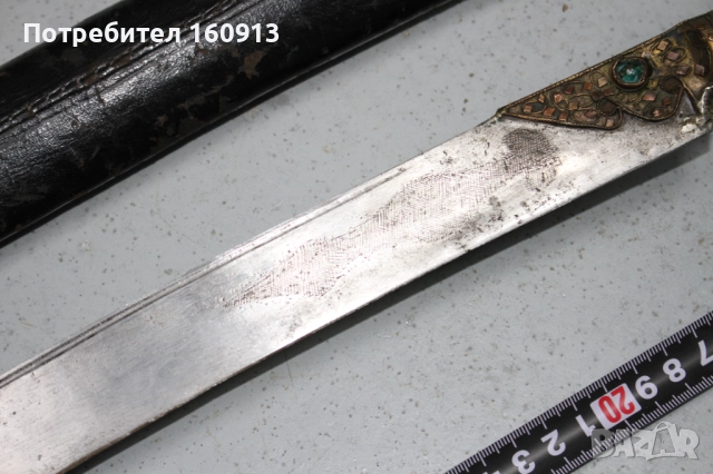 Стар османски балкански ятаган нож акулак с кания корали бели дръжки , снимка 5 - Антикварни и старинни предмети - 52047973