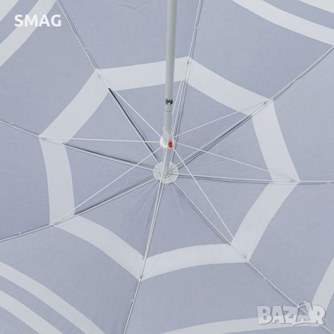 Плажен чадър - синьо тъмносиньо и бяло - 2 м, снимка 2 - Други - 46292433