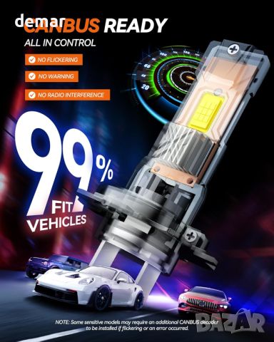 AGPTEK H7 LED крушка за фарове 24000LM 12V 100W 6000K, IP68, 2 броя, снимка 7 - Части - 46755178