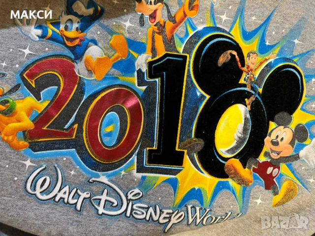 Макси маркова еластична топла ватирана светло сива блуза с модерна щампа Walt Disney, снимка 2 - Блузи с дълъг ръкав и пуловери - 53076459