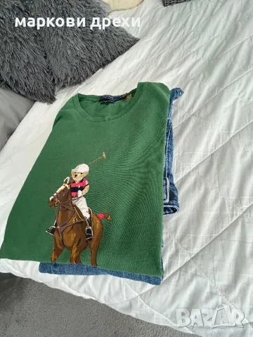 Polo Ralph Lauren bear player print t-shirt in green М, снимка 9 - Тениски - 50152713