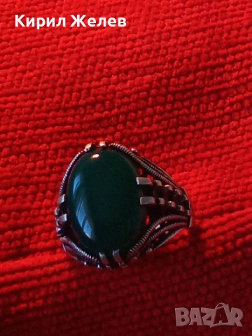 КРАСИВ СКЪПОЦЕНЕН АВТОРСКИ СРЕБЪРЕН ПРЪСТЕН СРЕБРО 925 с ШЛИФОВАН ХРИЗОПРАЗ и ПЕЧАТ на ЮВЕЛИРА 43354, снимка 16 - Пръстени - 44393980