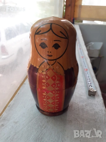 Стара руска кукла матрьошка с интарзия 7 броя, снимка 2 - Антикварни и старинни предмети - 53423151