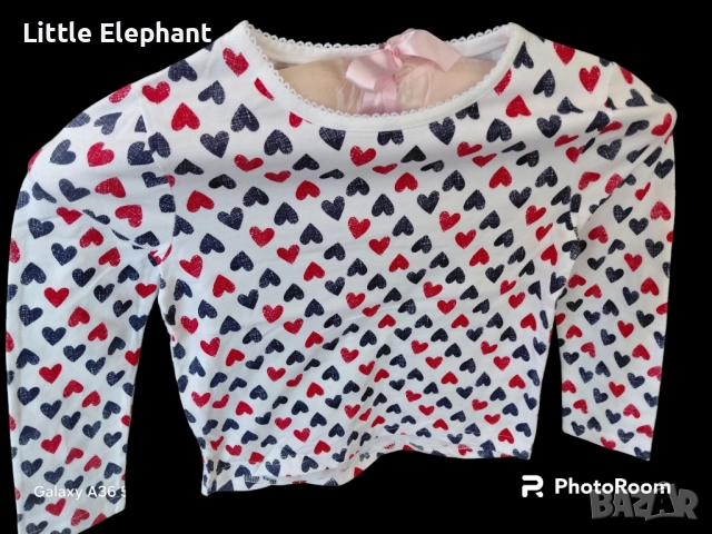 Блузка с дълъг ръкав за 3-4 год мом червени и сини сърца,колекция"Hearts",Англия/нова