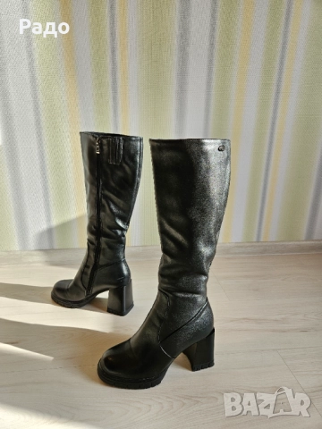Нови дамски елегантни ботуши STILLO от естествена кожа зимни с вата на висок и дебел ток обувки № 38, снимка 2 - Дамски ботуши - 52944985