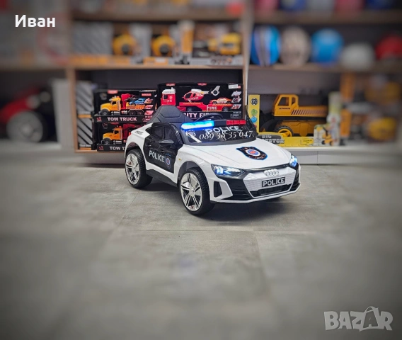 ТОП ЦЕНА!НОВО!Акумулаторна кола AUDI POLICE с 12V батерия,EVA ГУМИ,USB