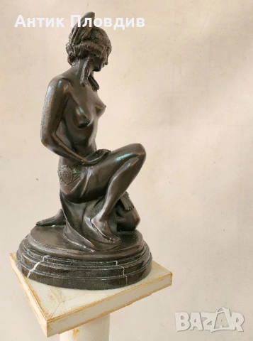 Голяма бронзова статуетка, снимка 10 - Статуетки - 53722201