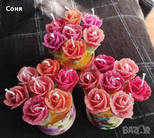 Букетчета от седем рози восъчни, ароматни, снимка 3 - Подаръци за жени - 53657724