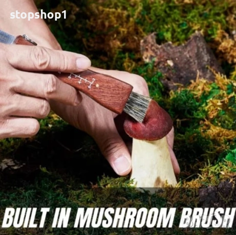 Нож за гъби DEPOX®, неръждаема стомана, с четка, дървена дръжка, 21 см, кафяв, снимка 4 - Прибори за хранене, готвене и сервиране - 53875986