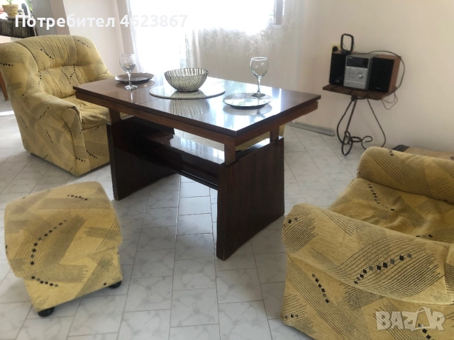 Два фотьойла, две табуретки и многофункционална маса, снимка 2 - Маси - 52392944