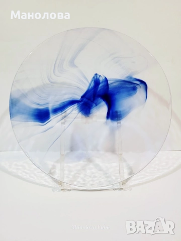 Винтидж стъклени чинии Bormioli Rocco Murano Blue Swirl