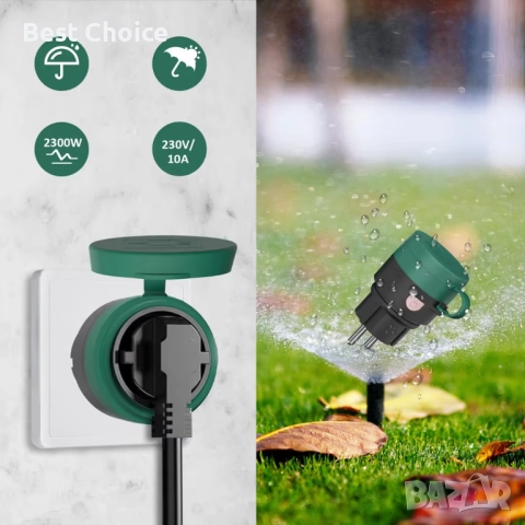 Водоустойчив контакт с дистанционно управление - 10A/2300W, 1 радио контакт + 1 дистанционно, снимка 2 - Други - 52918089