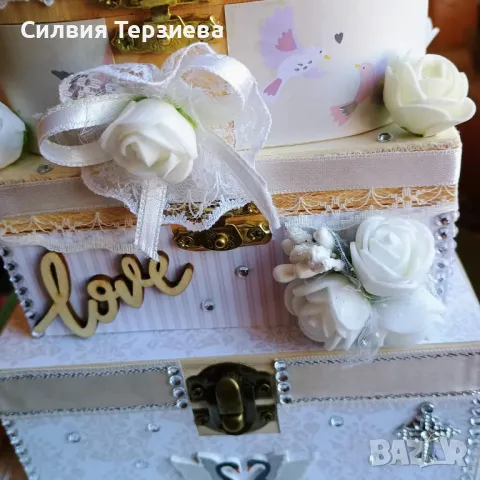 Сватбена кутия на 5 нива с вътрешна декорация на всяко ниво / подходяща за предложение за брак , снимка 5 - Други - 49995033