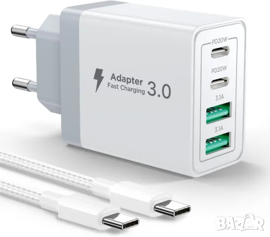 USB-C зарядно устройство, Aioneus 40W 4-портов бърз USB C, снимка 1 - Оригинални зарядни - 49556043