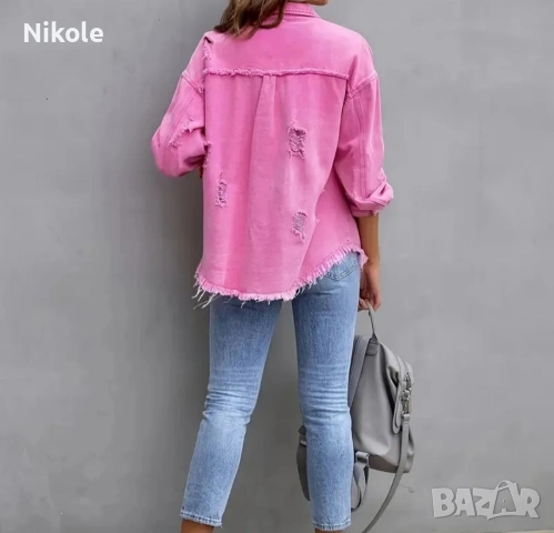 Дамско розово яке - дънково, снимка 4 - Якета - 53752989