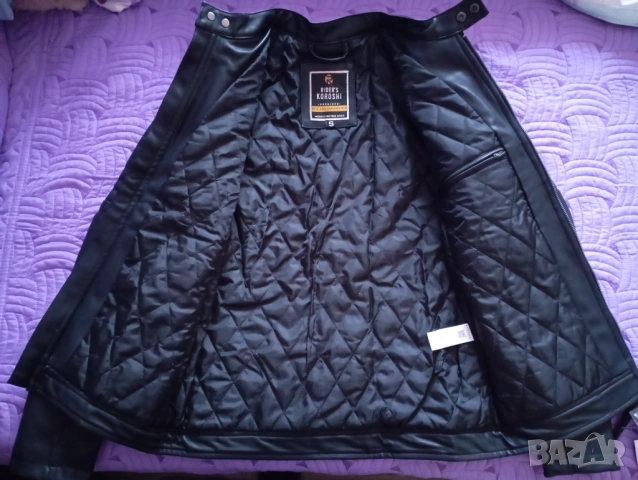 НОВО Мъжко черно кожено яке, снимка 3 - Якета - 53259315