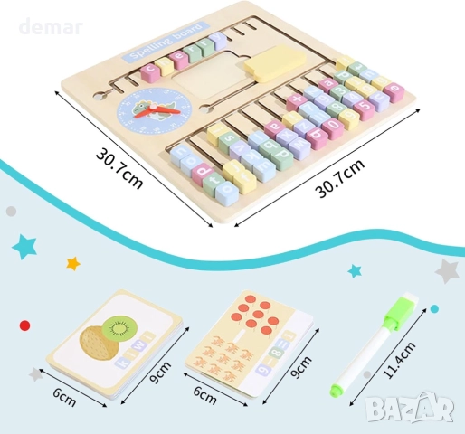 KUKUTrue® Монтесори играчка, дъска за учене по азбука, дървен пъзел, 3–7 години, снимка 6 - Образователни игри - 51777009