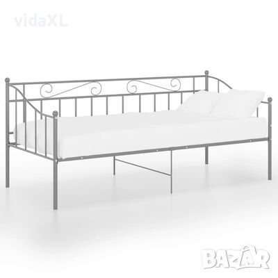 vidaXL Рамка за легло, разтегателен диван, сива, метал, 90x200 см(SKU:324775, снимка 1 - Спални и легла - 45700266