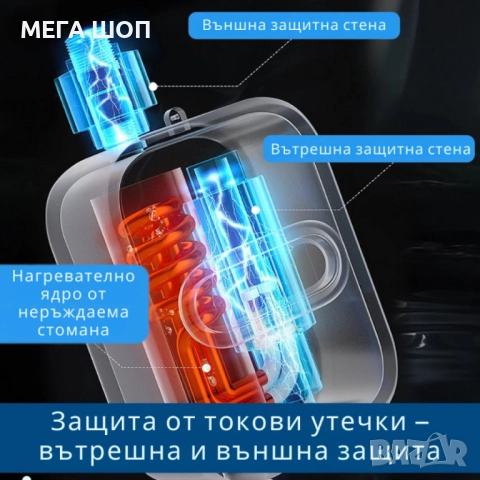 Проточен термостатичен бойлер за мигновена топла вода – Комплект с душ слушалка и регулатор, снимка 4 - Бойлери - 52652091