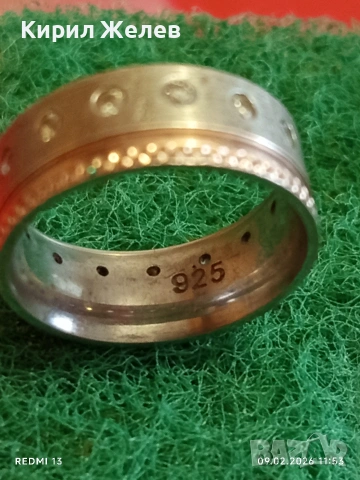 Авторски сребърен пръстен с вградени диаманти уникално красив 25180, снимка 3 - Пръстени - 53411862