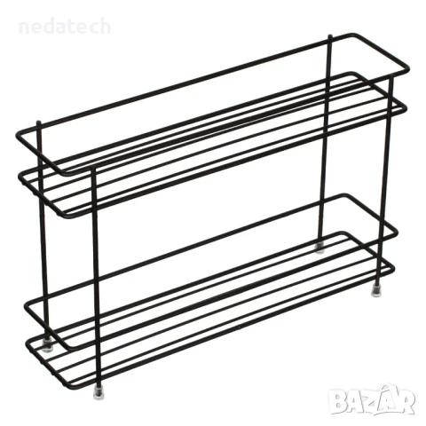 Метален рафт на две нива, Черен, 32,5x8x21,5 см.