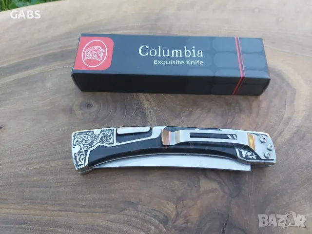 Сгъваем джобен нож Columbia с гравирана дръжка В3165, снимка 4 - Ножове - 50094994