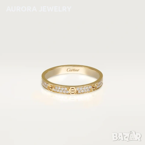 CARTIER Love Band Gold Paved Diamonds Пръстен, снимка 7 - Пръстени - 53054233