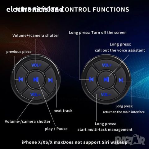 Безжичен Bluetooth Блутут медиен волан, Дистанционно управление за Автомобил, кола, снимка 5 - Аксесоари и консумативи - 40522698