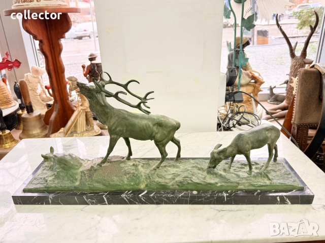 Бронзова композиция / скулптура на елен с кошути. №7814, снимка 8 - Антикварни и старинни предмети - 53042419