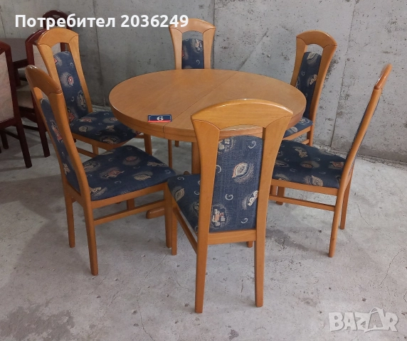 Комплект масивна разтегателна маса с 6 стола, снимка 4 - Маси - 52929513