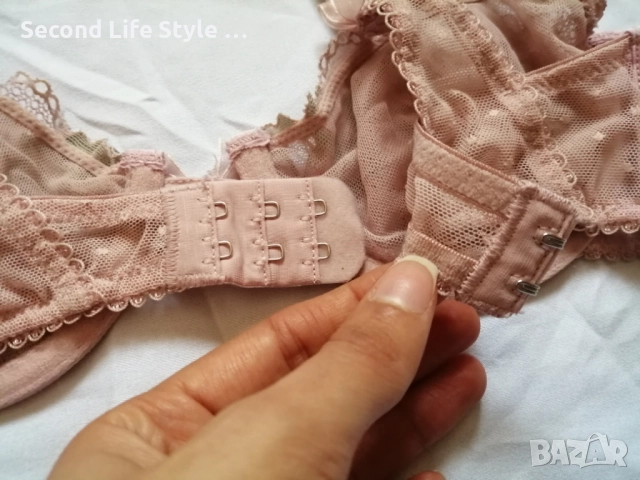 70А кокетен прозрачен дантелен сутиен в розов цвят, снимка 8 - Бельо - 52922265