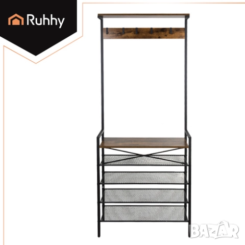 Портманто за коридор/Метална етажерка за обувки със закачалка за дрехи, снимка 7 - Етажерки - 52163017
