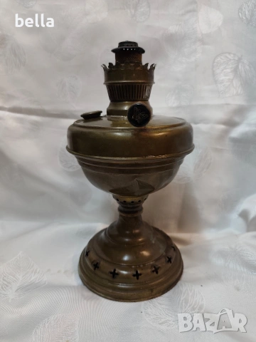 Стара антикварна месингова газена лампа – Маркировка „Пеперуда“ (Marquette), XIX век.