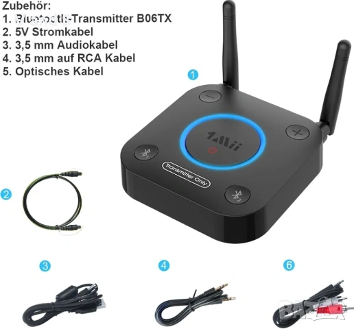  Bluetooth 5.2 предавател за телевизор с aptX HD и ниска латентност, аудио адаптер с голям, снимка 2 - Bluetooth слушалки - 53121326