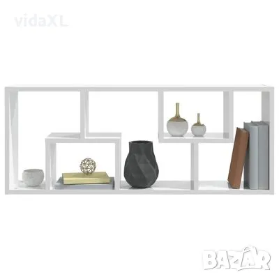 vidaXL Стенен рафт, бял гланц, 36x16x90 см, ПДЧ（SKU:803017）, снимка 2 - Други - 48514581