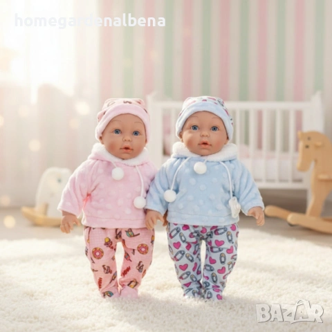 Кукла Бебе 36см със Звук, Биберон и Зимни Дрехи (Розово/Синьо), снимка 2 - Кукли - 54181441