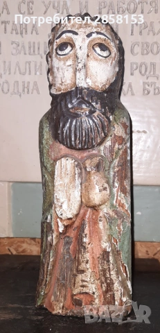 Стара дървена фигура на светец, снимка 6 - Антикварни и старинни предмети - 53023522