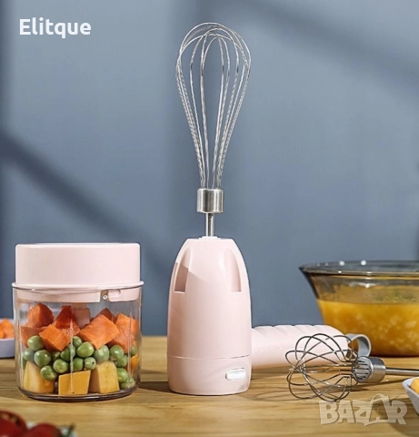 Чопър, Миксер 2 в 1 продукт с две приставки, USB зареждане