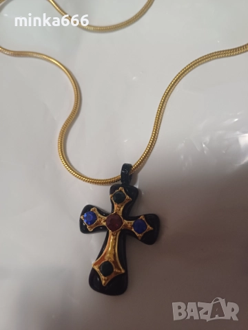 Позлатени колие с кръст 14к, снимка 3 - Колиета, медальони, синджири - 51545353