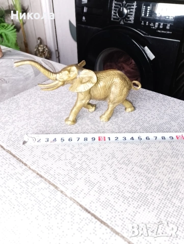 Слон от бронз,месингови рози, снимка 3 - Декорация за дома - 49275828