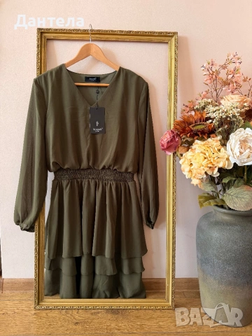 Ефирна рокля Sisters Point в маслиненозелено – шик и стил, снимка 12 - Рокли - 54229342