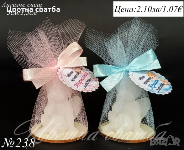 Подаръчета за кръщене, Подаръци за кръщене, Подаръци за гости за кръщене, Свещи, снимка 2 - Други - 53398392