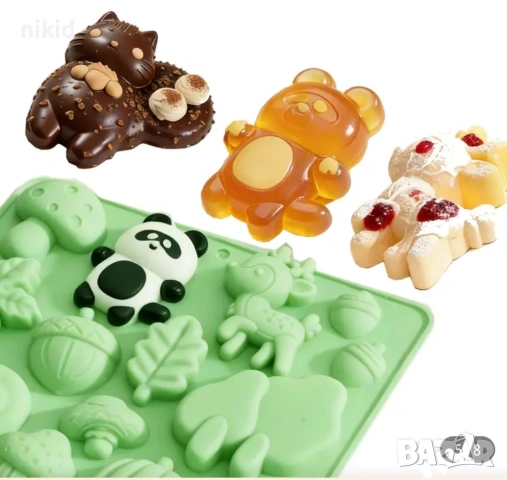гъба елен катерица жълъд тиква листо дърво мече горски силиконов молд форма фондан шоколад гипс , снимка 3 - Форми - 53967459