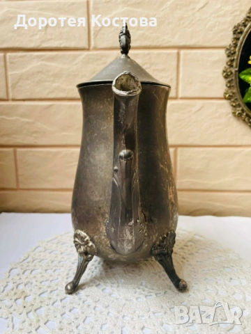 Красив посребрен чайник от Англия с цветя, снимка 12 - Антикварни и старинни предмети - 53568595